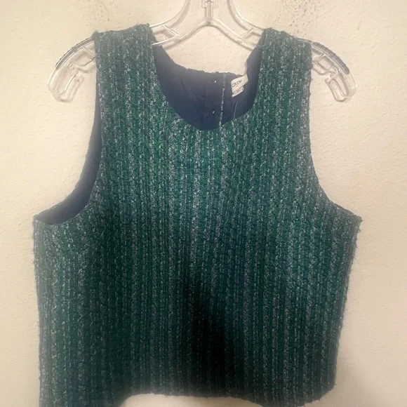 J. Crew Factory women’s fully lined Tweed button-back shell blouse office NWT - Picture 4 of 9